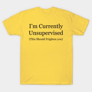 Unsupervised Adult Alert Tee - Sarcastic "This Should Frighten You" T-Shirt, Perfect for Casual Wear or Quirky Gift T-Shirt